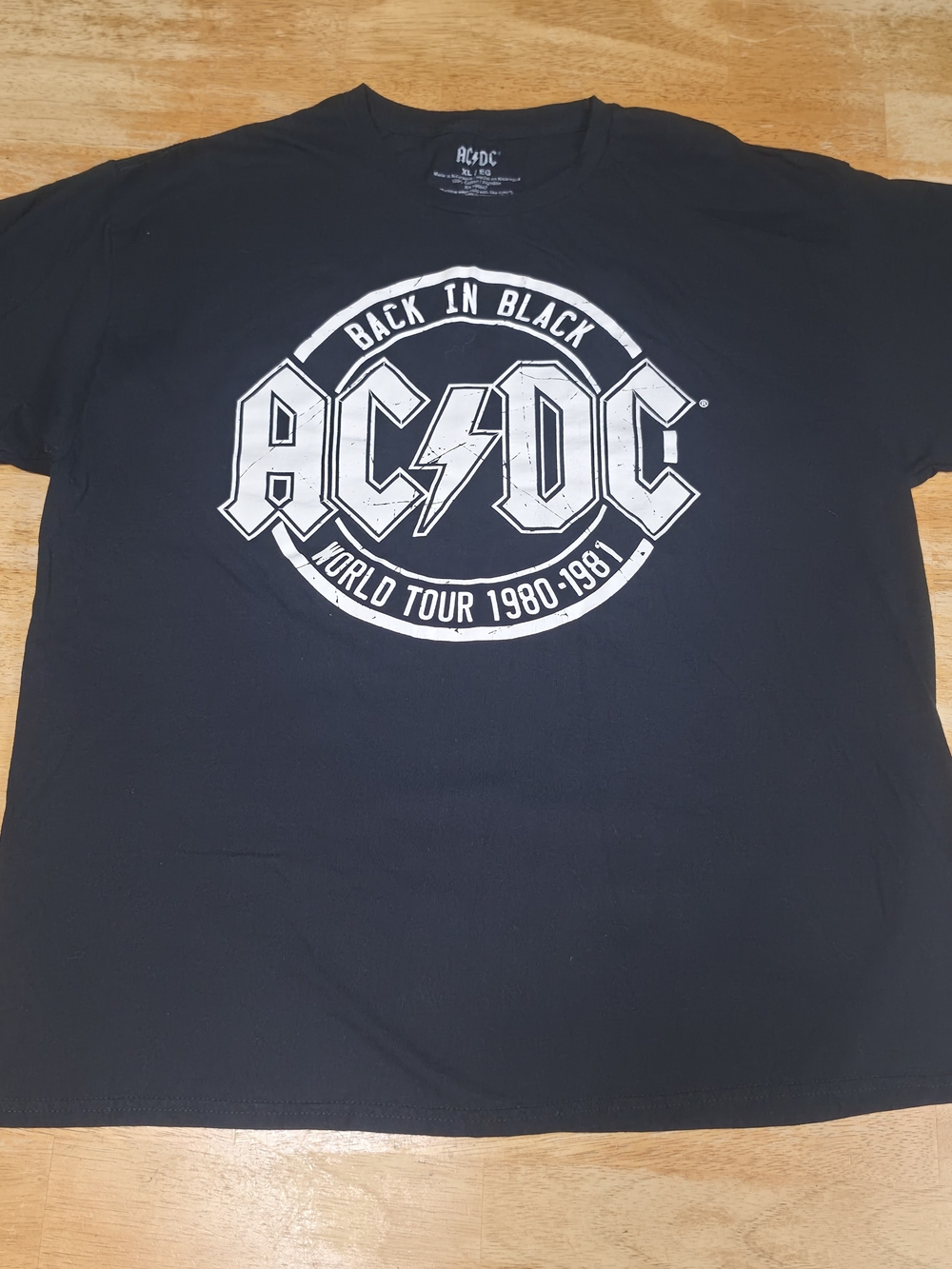 AC/DC Black Tee with White 'Back In Black' Circle Logo